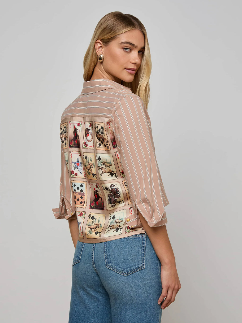 L'Agence awn Western Card Print Shirt