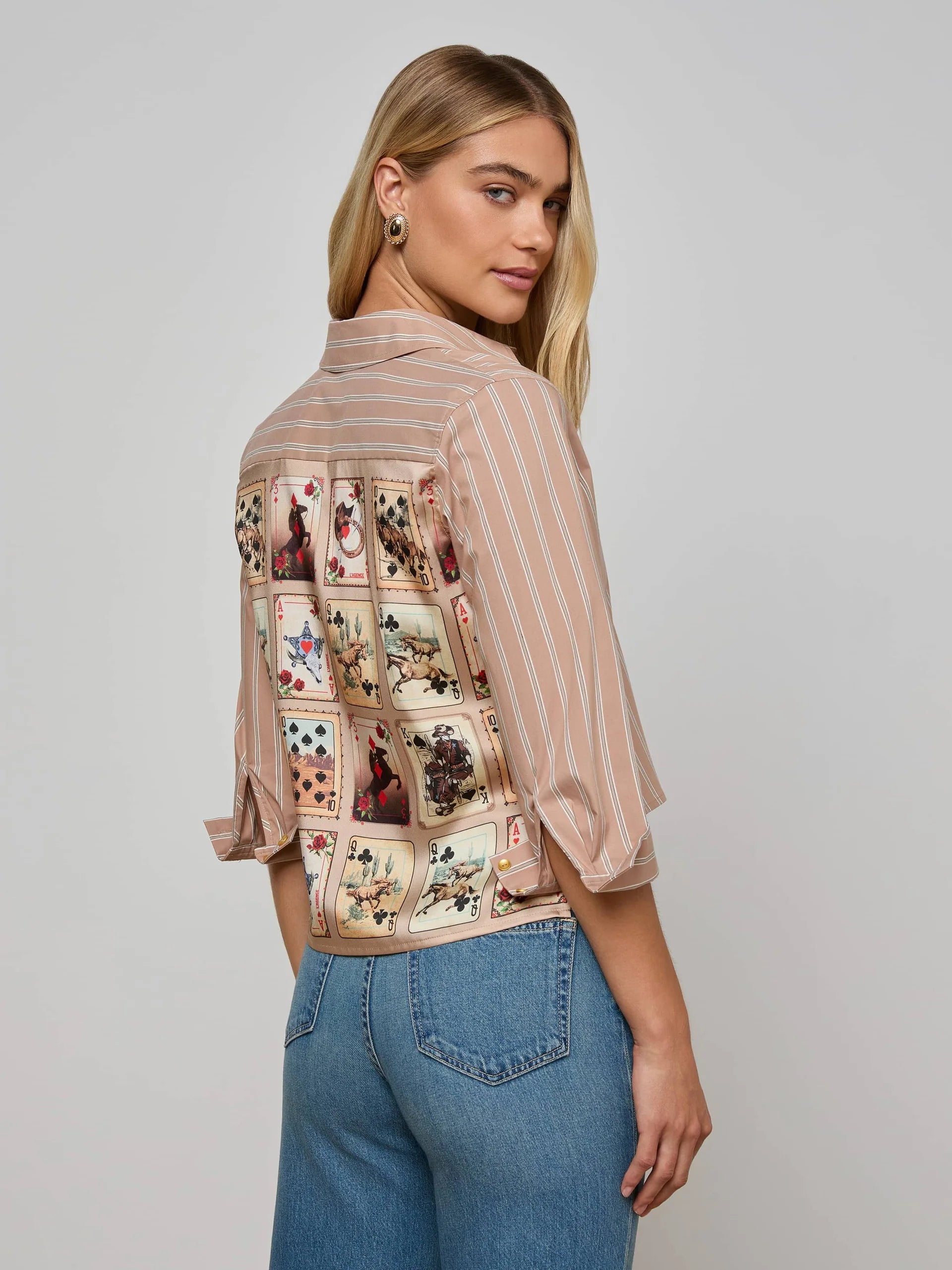 L'Agence awn Western Card Print Shirt