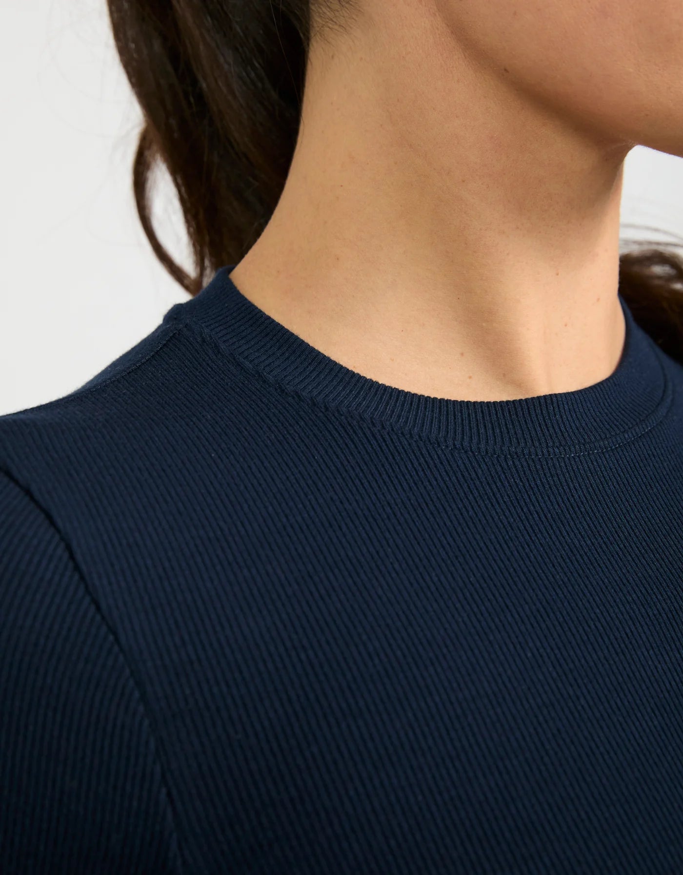 Maison Wheat Chicago Ribbed Long Sleeve  - Navy