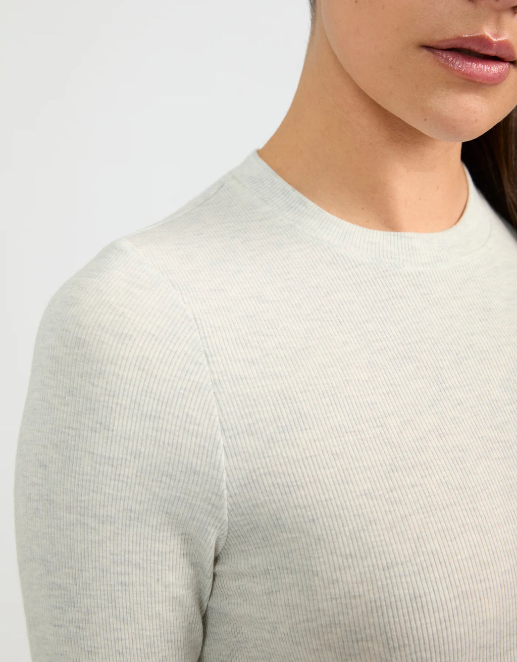 Maison Wheat Chicago Ribbed Long Sleeve - Heather Ash