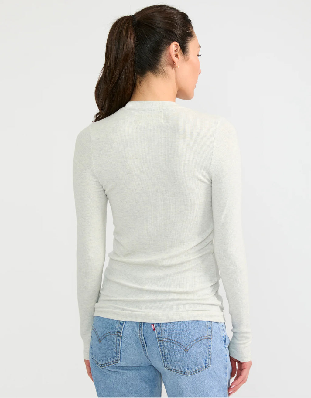 Maison Wheat Chicago Ribbed Long Sleeve - Heather Ash
