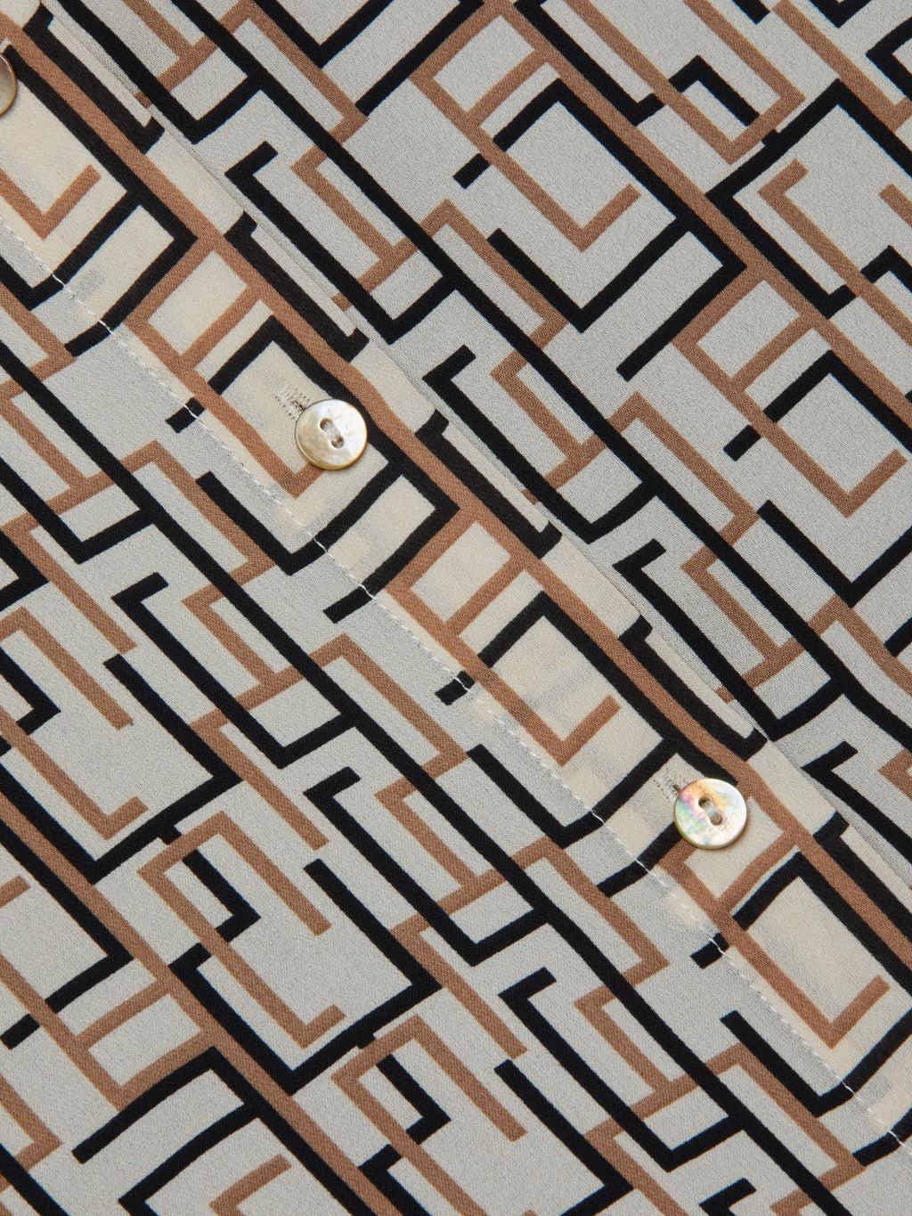 L'Agence Nina Silk Blouse - Ecru Multi Geo Print