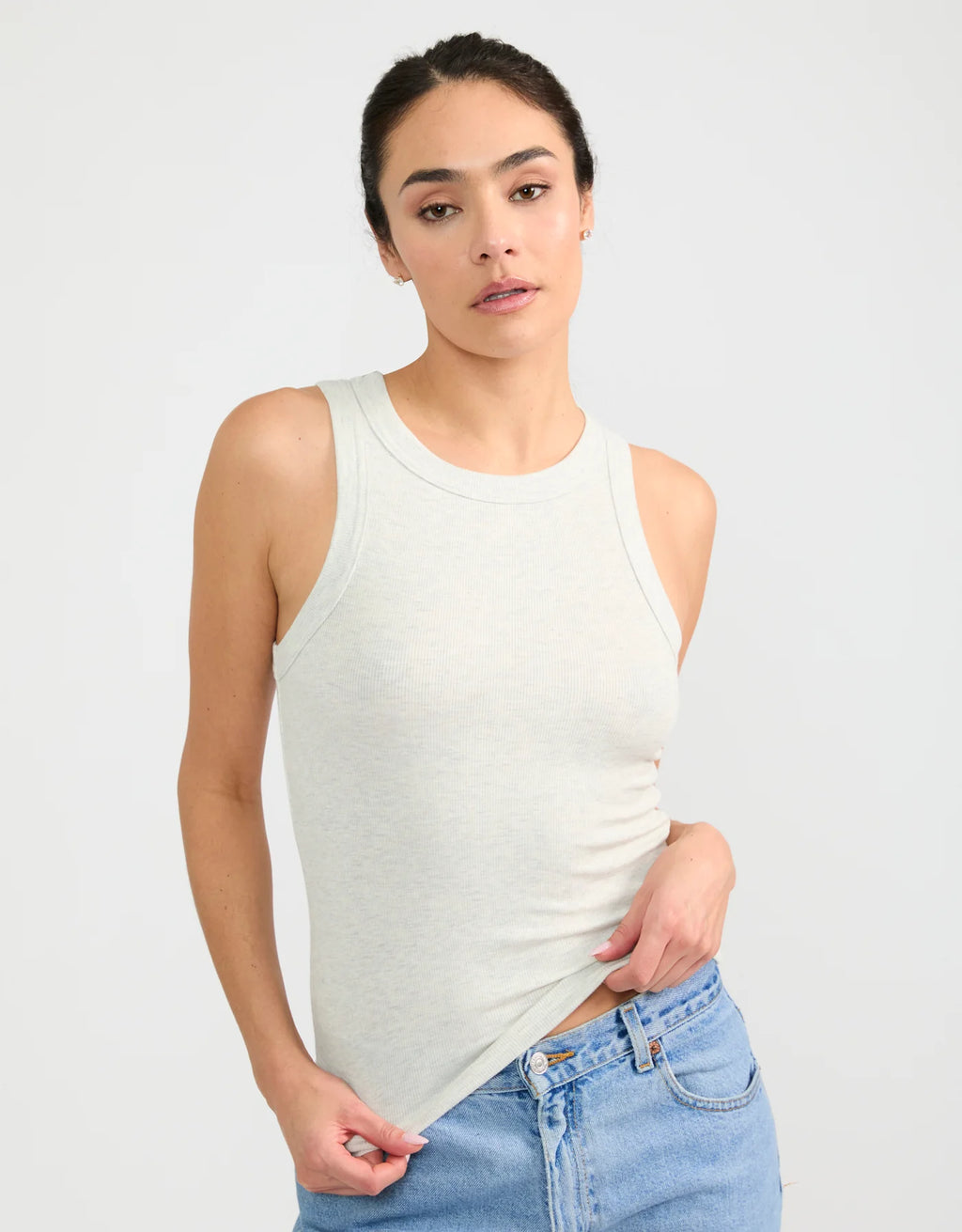 Maison Wheat Knoxville Ribbed Tank - Heather Ash
