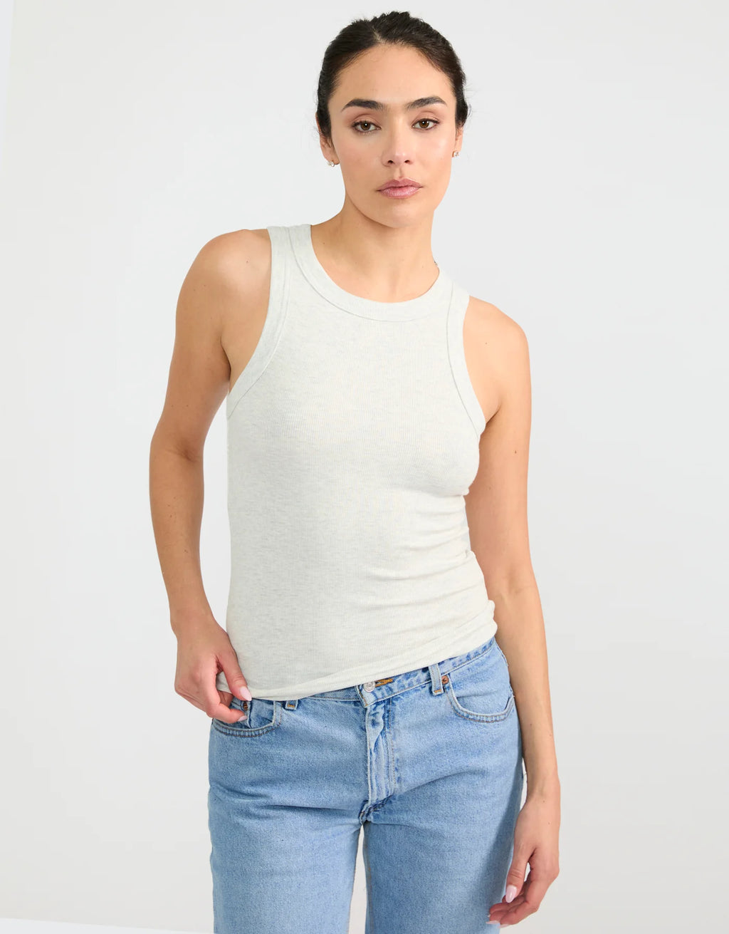 Maison Wheat Knoxville Ribbed Tank - Heather Ash