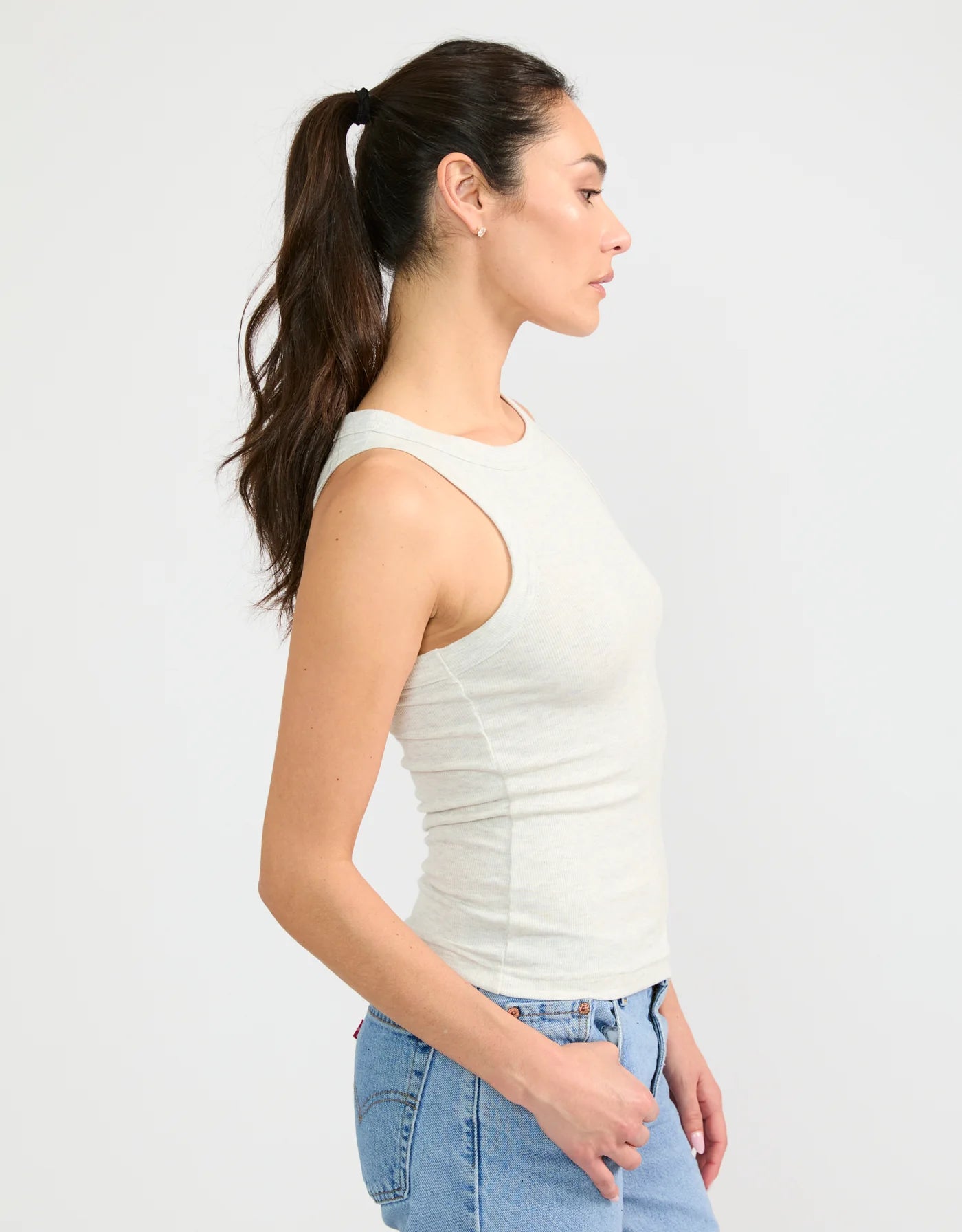 Maison Wheat Knoxville Ribbed Tank - Heather Ash