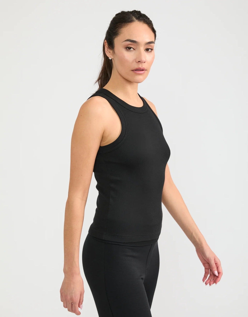Maison Wheat Knoxville Ribbed Tank - Black
