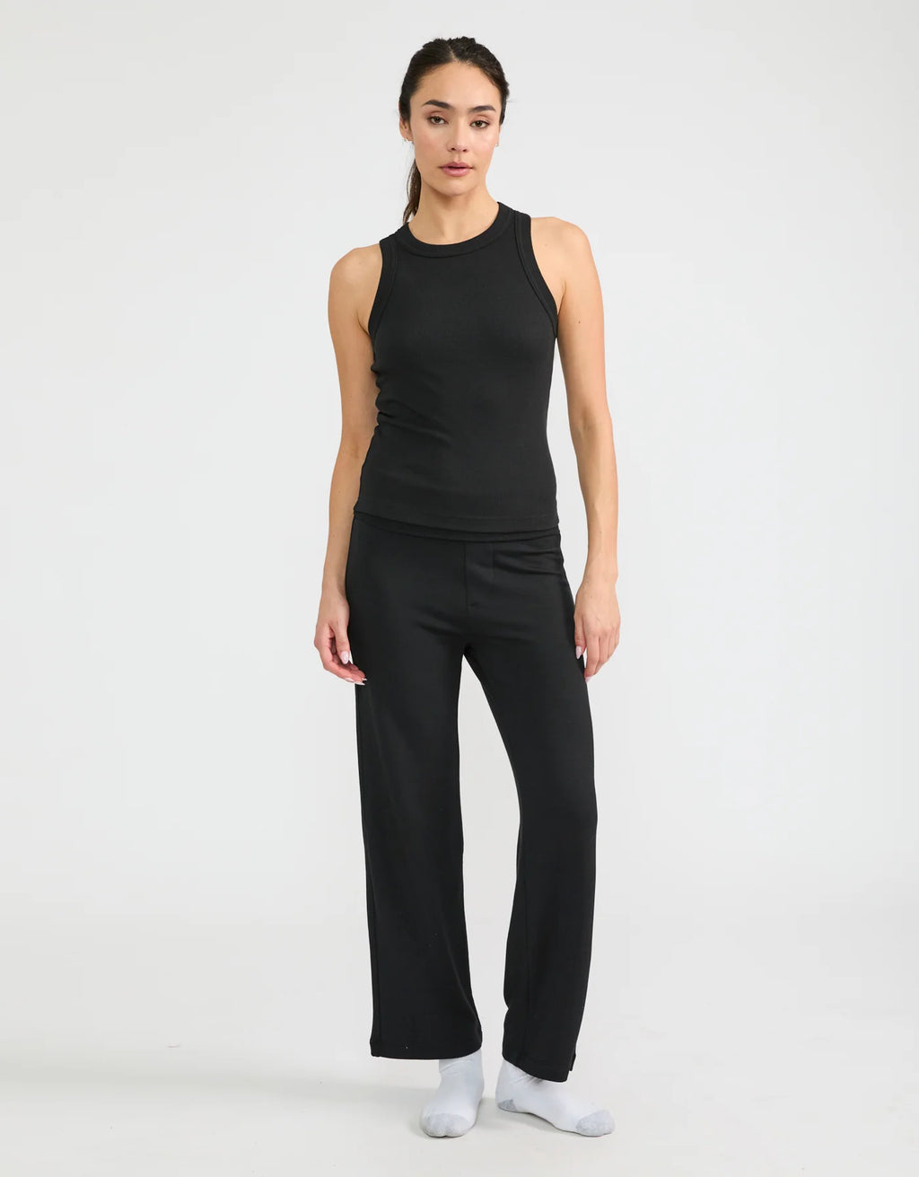 Maison Wheat Knoxville Ribbed Tank - Black