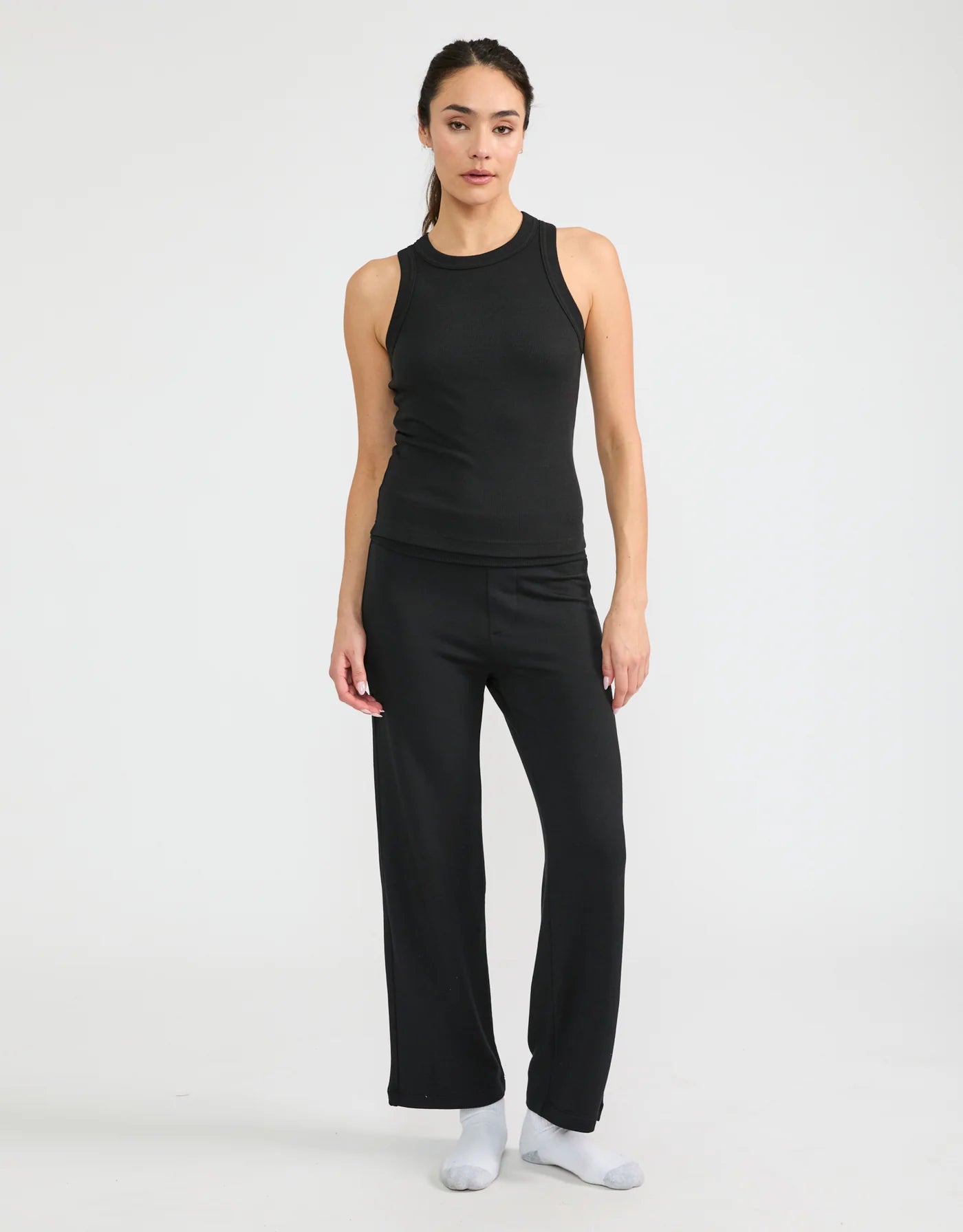 Maison Wheat Knoxville Ribbed Tank - Black