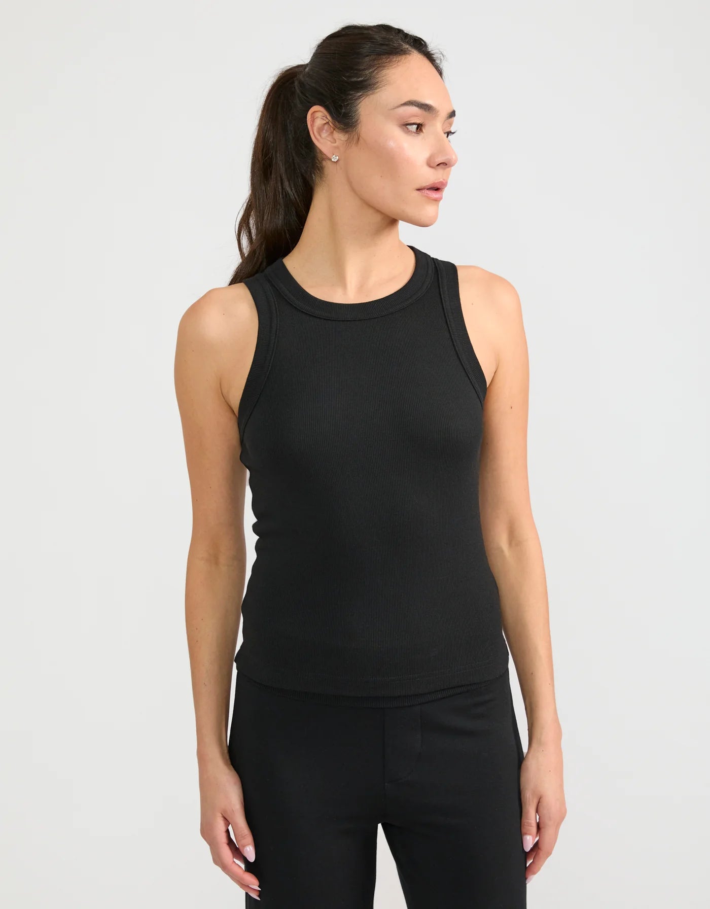 Maison Wheat Knoxville Ribbed Tank - Black