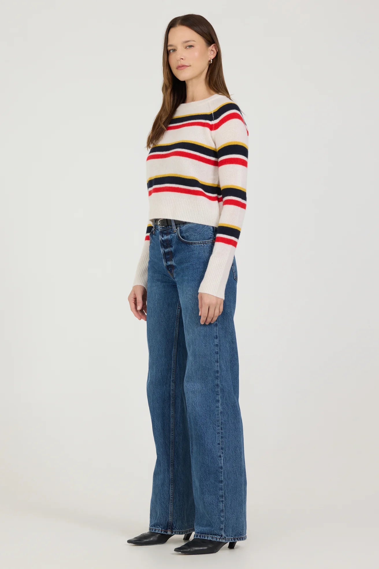 One Grey Day Blakely Cashmere Crewneck - Primary Stripe