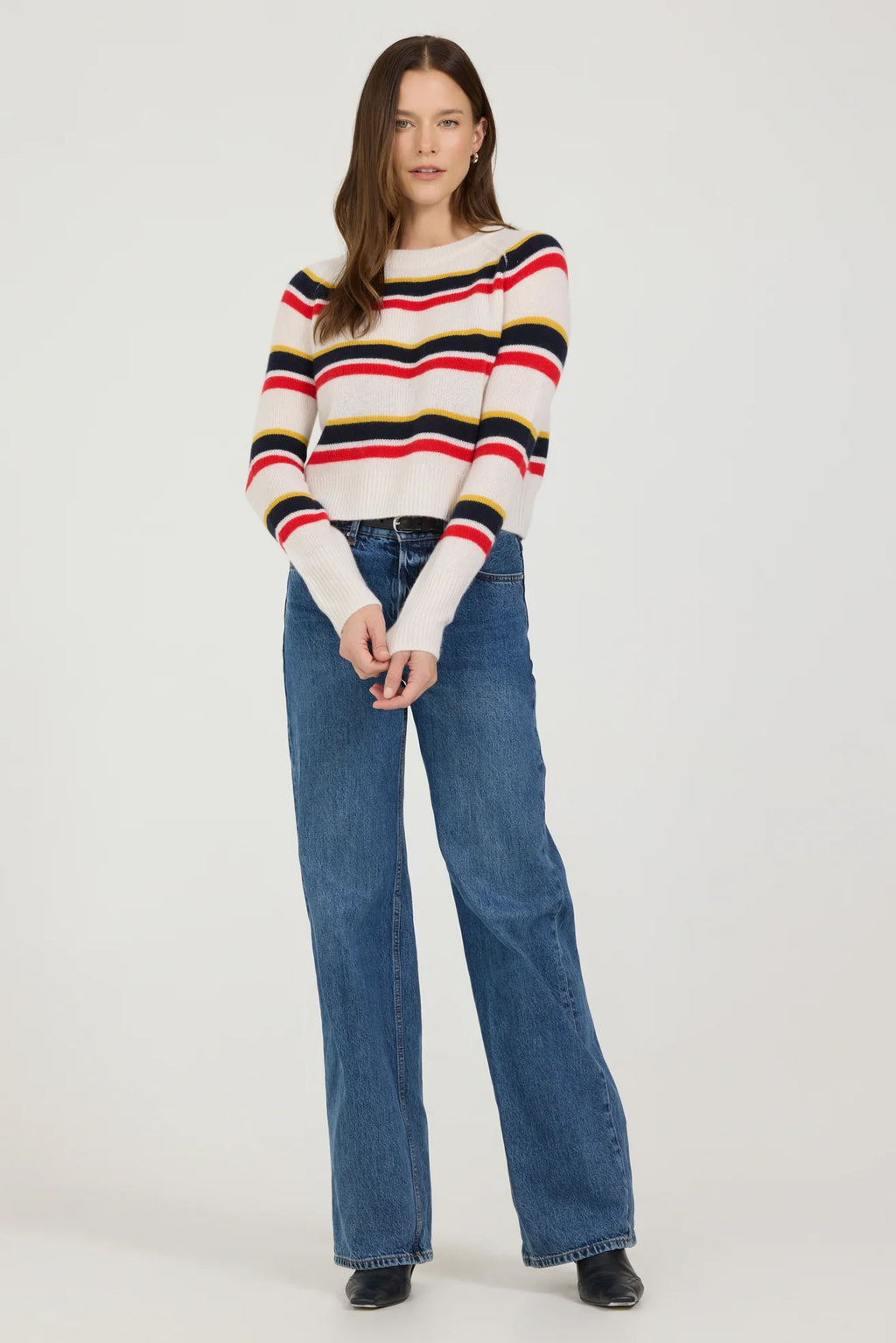 One Grey Day Blakely Cashmere Crewneck - Primary Stripe