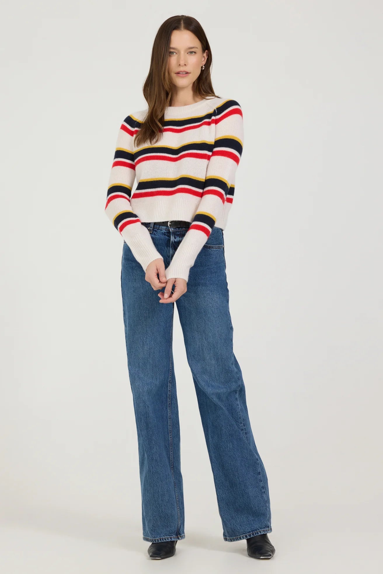 One Grey Day Blakely Cashmere Crewneck - Primary Stripe