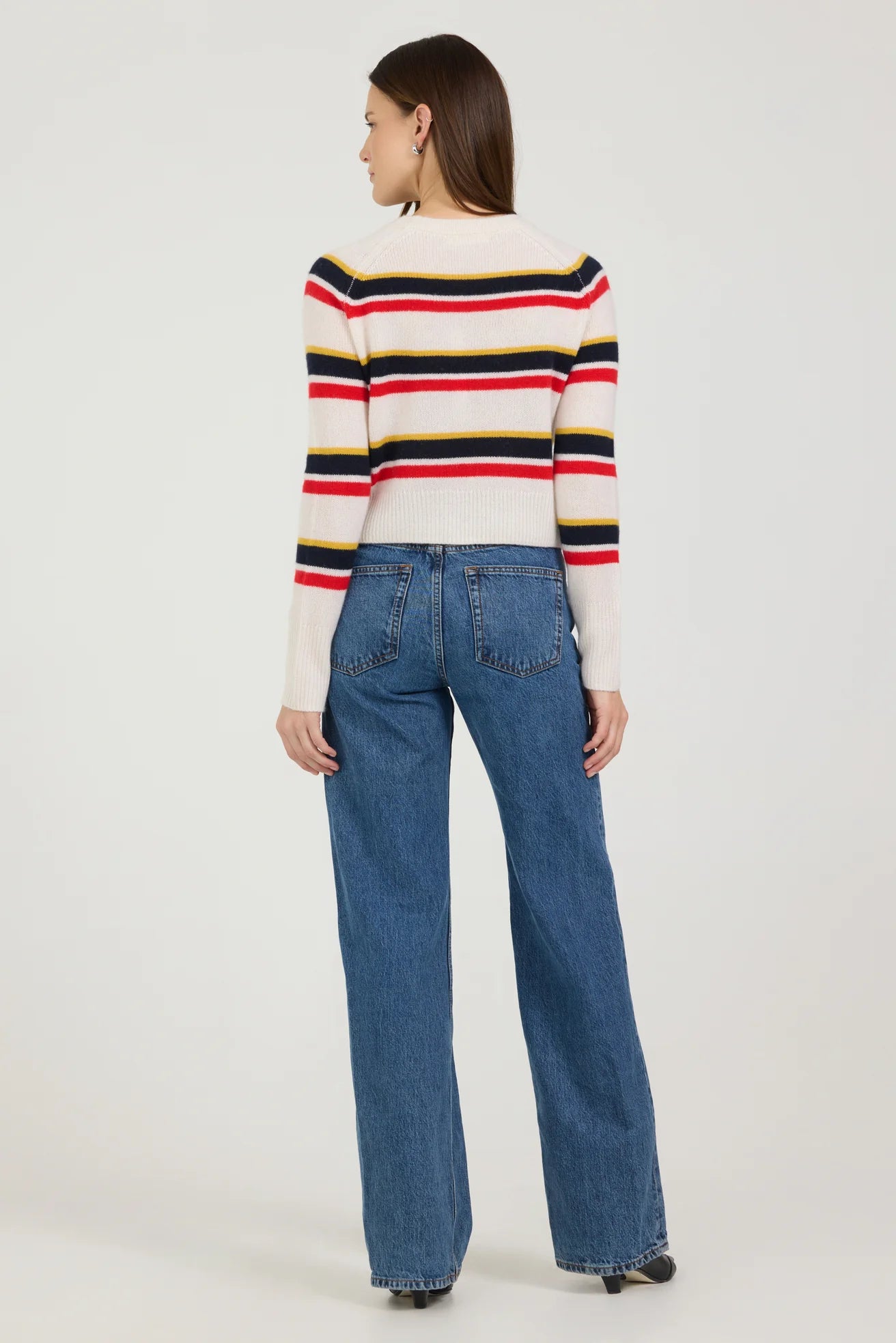 One Grey Day Blakely Cashmere Crewneck - Primary Stripe