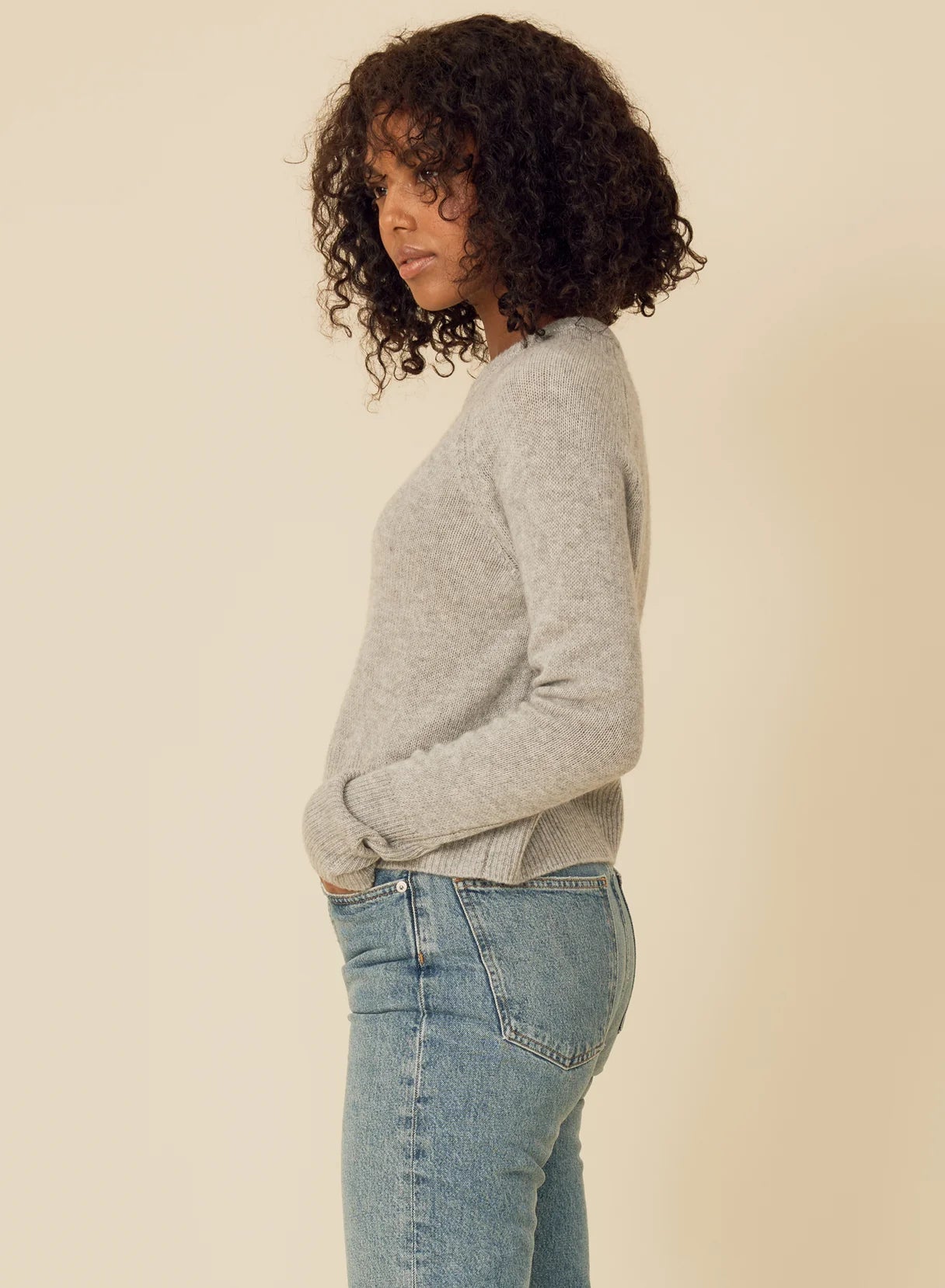 One Grey Day Blakely Cashmere Pullover  - Heather Grey