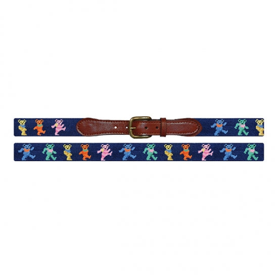 Smathers & Branson Dancing Bears Needlepoint Belt - Navy