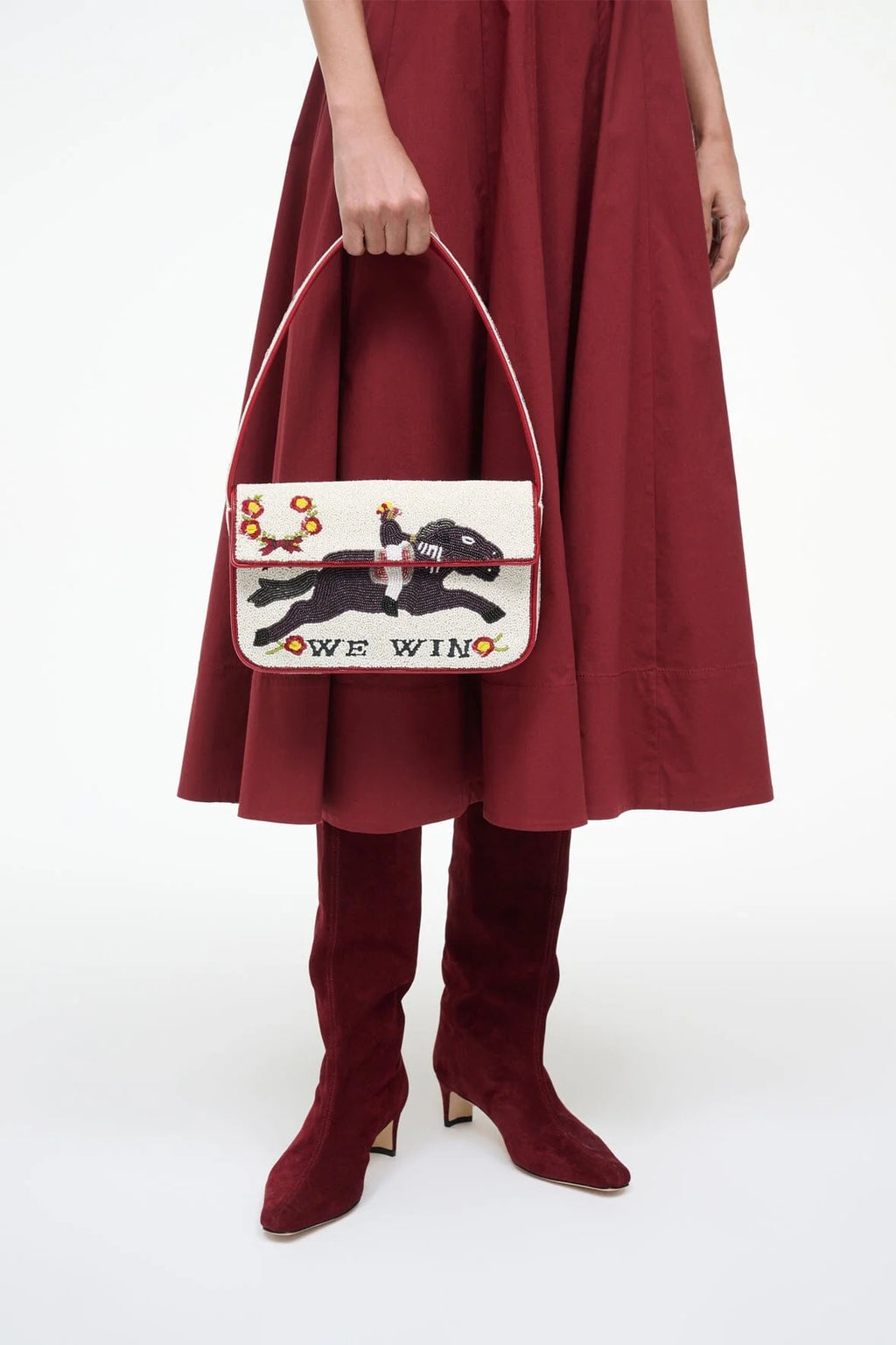 Staud Tommy Beaded Bag Derby