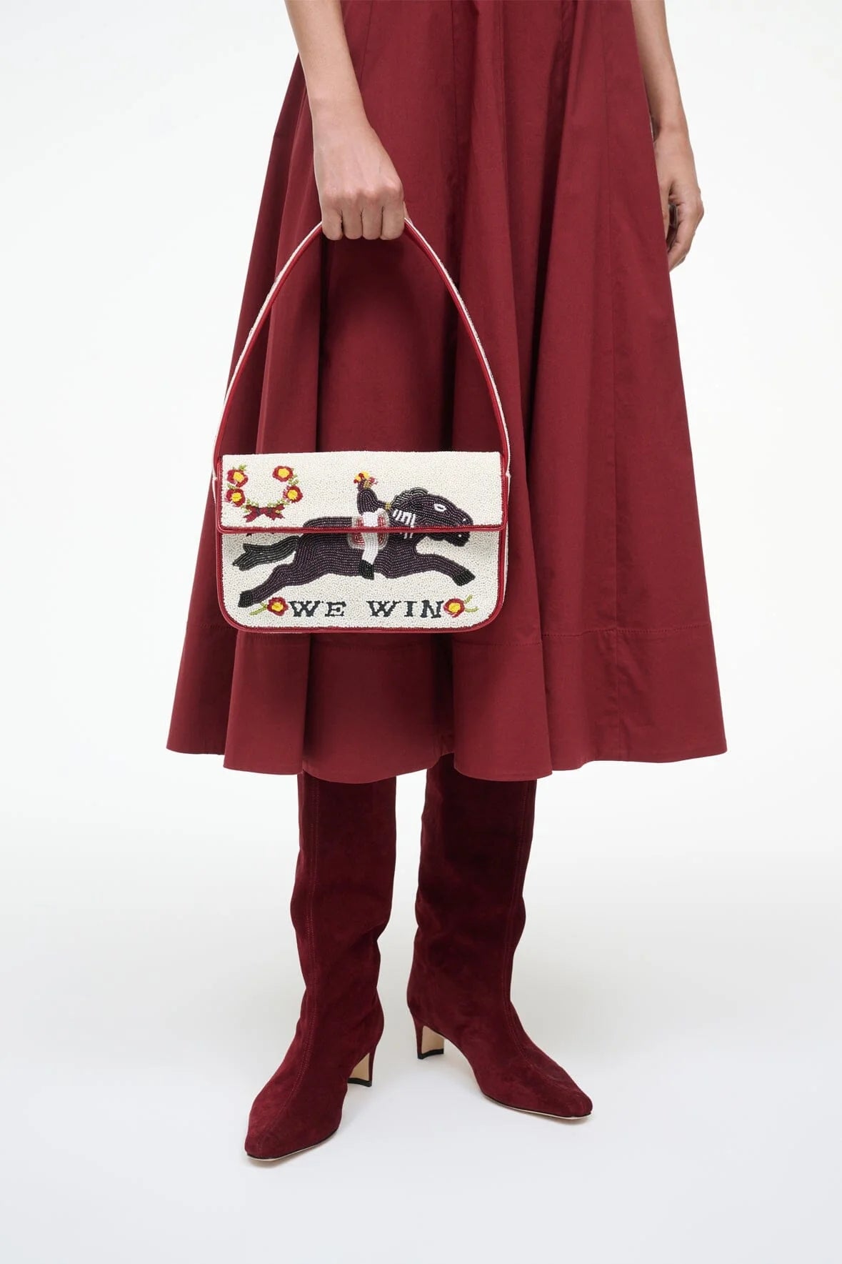 Staud Tommy Beaded Bag Derby