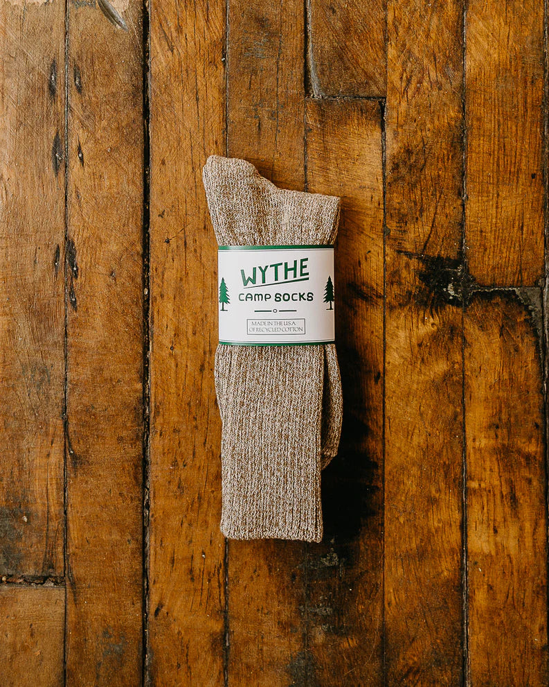Wythe Recycled Cotton Camp Socks - Camp Khaki Melange