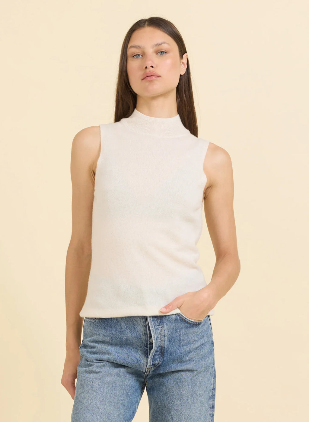 One Grey Day Amari Cashmere Tank - Ivory