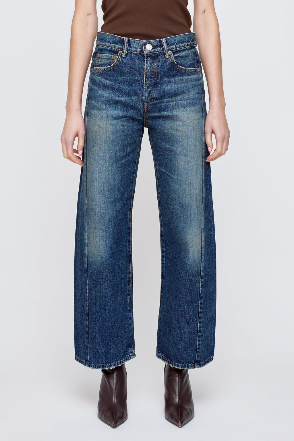 Moussy Harlem Side Line Cocoon Jeans - Dark Blue