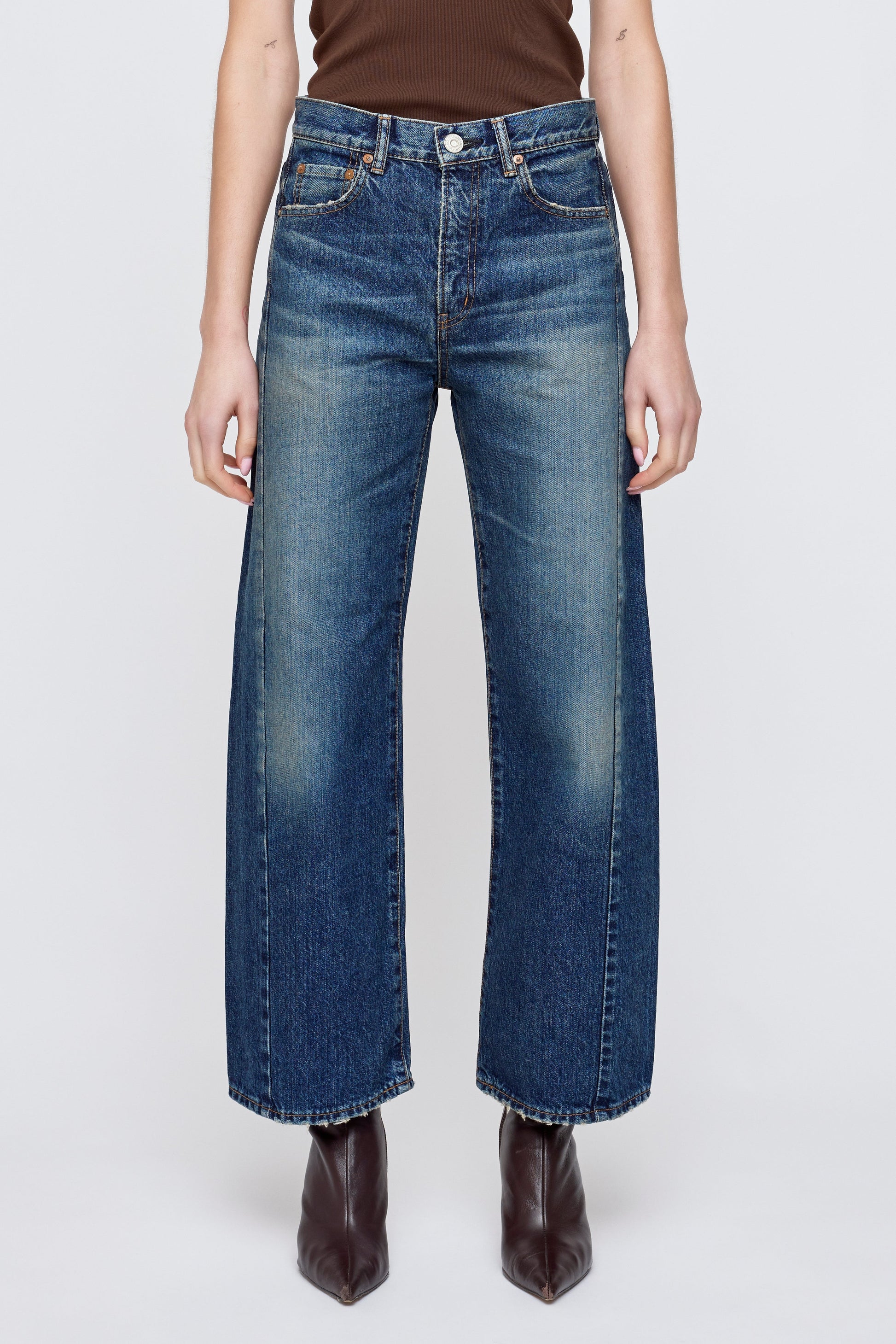 Moussy Harlem Side Line Cocoon Jeans - Dark Blue