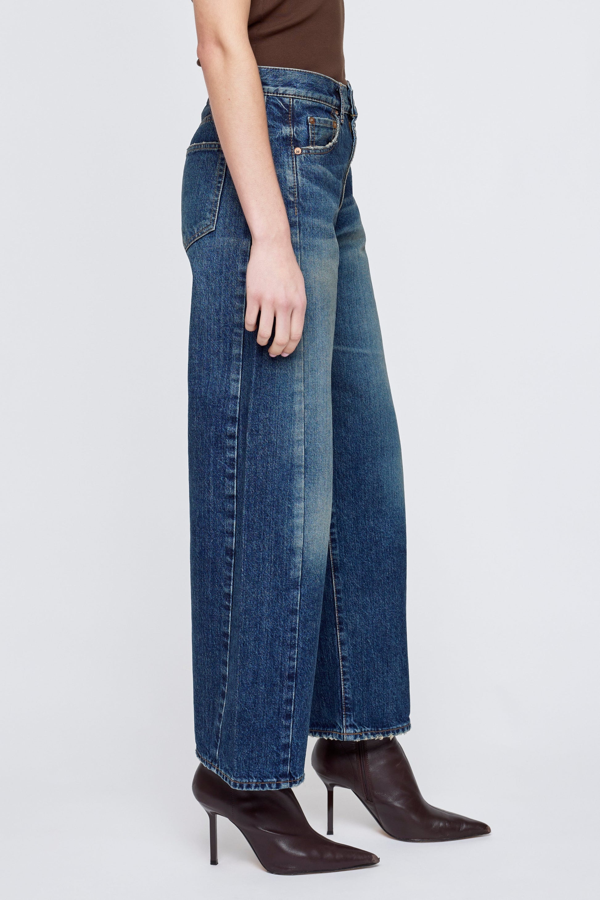 Moussy Harlem Side Line Cocoon Jeans - Dark Blue
