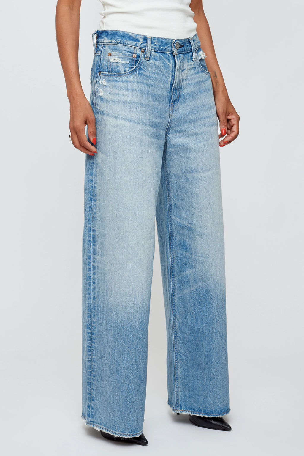 Moussy Lowell Super Wide Jeans - Light Blue