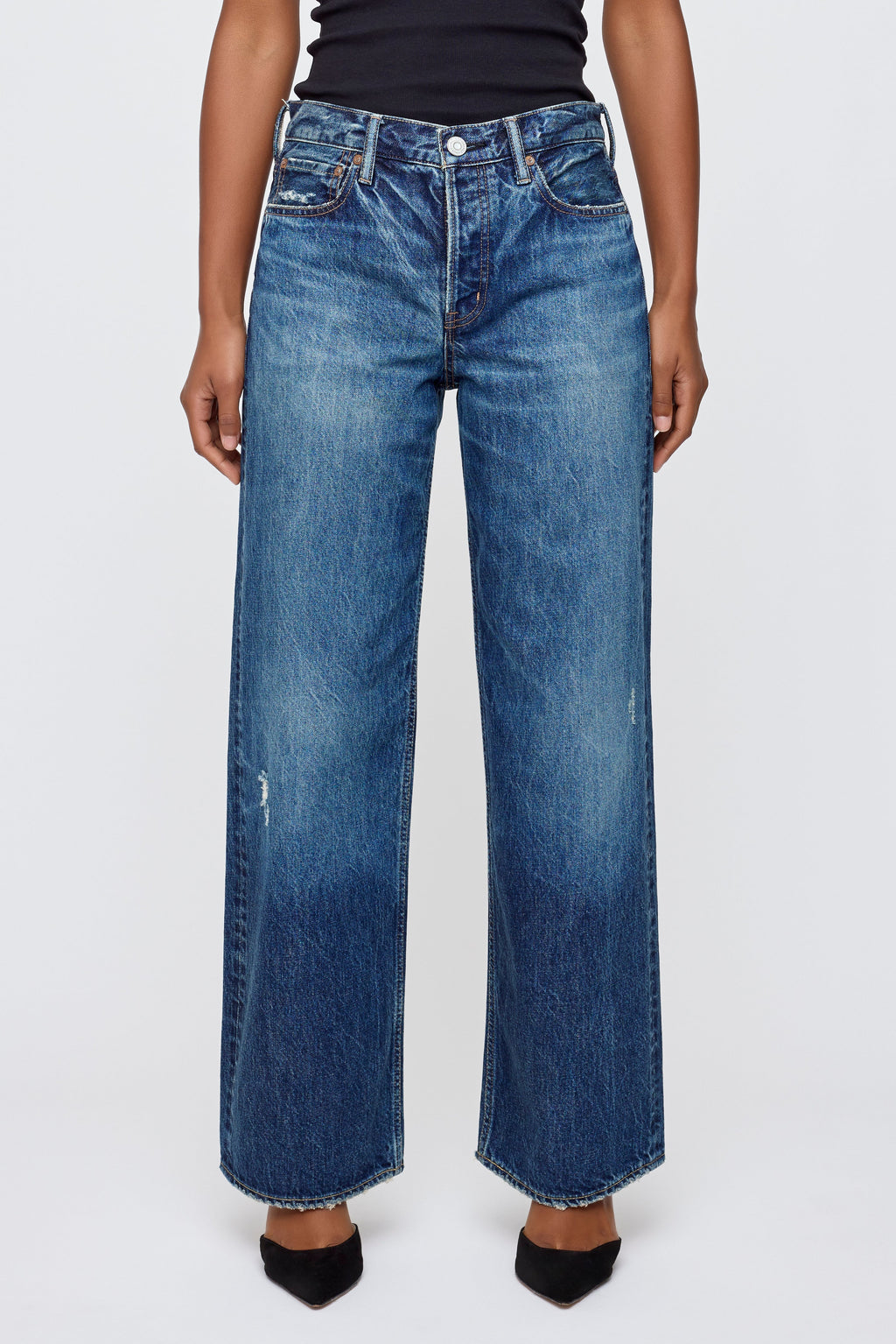Moussy Ashmont Loose Straight Jeans - Blue