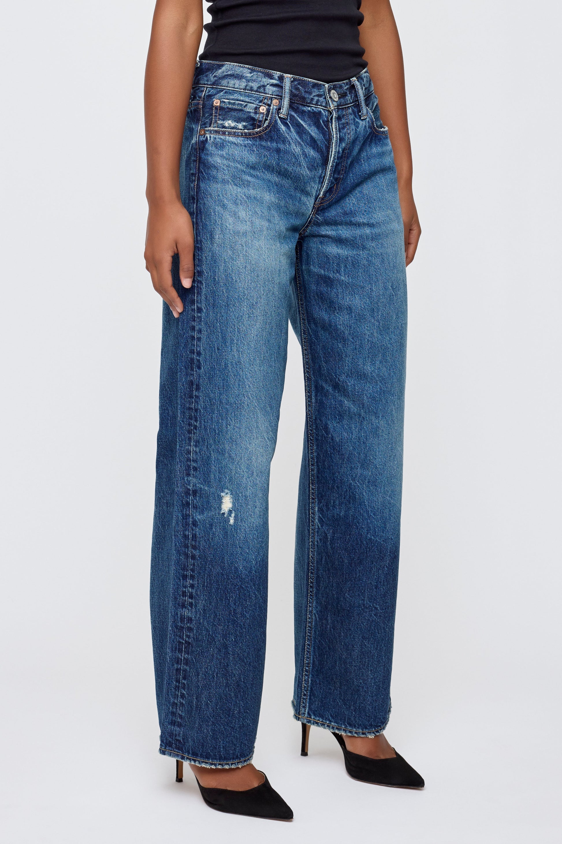 Moussy Ashmont Loose Straight Jeans - Blue