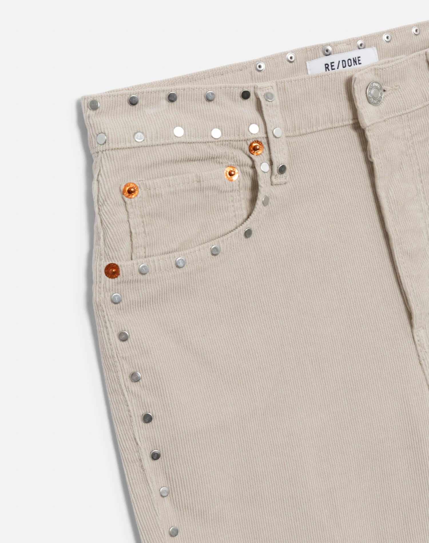 Re/Done Comfort Stretch Corduroy 70s Stove Pipe - Vintage Pearl Stud