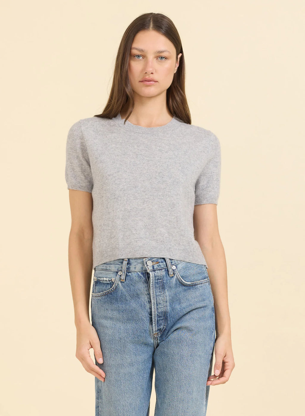 One Grey Day Kadri Cashmere Tee - Heather Grey