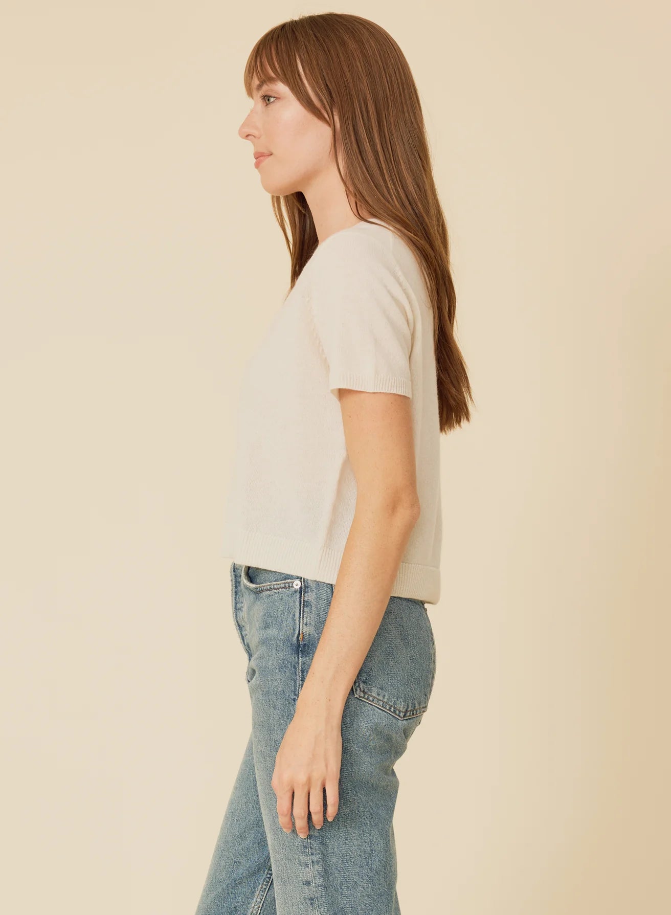 One Grey Day Kadri Cashmere Tee - Ivory