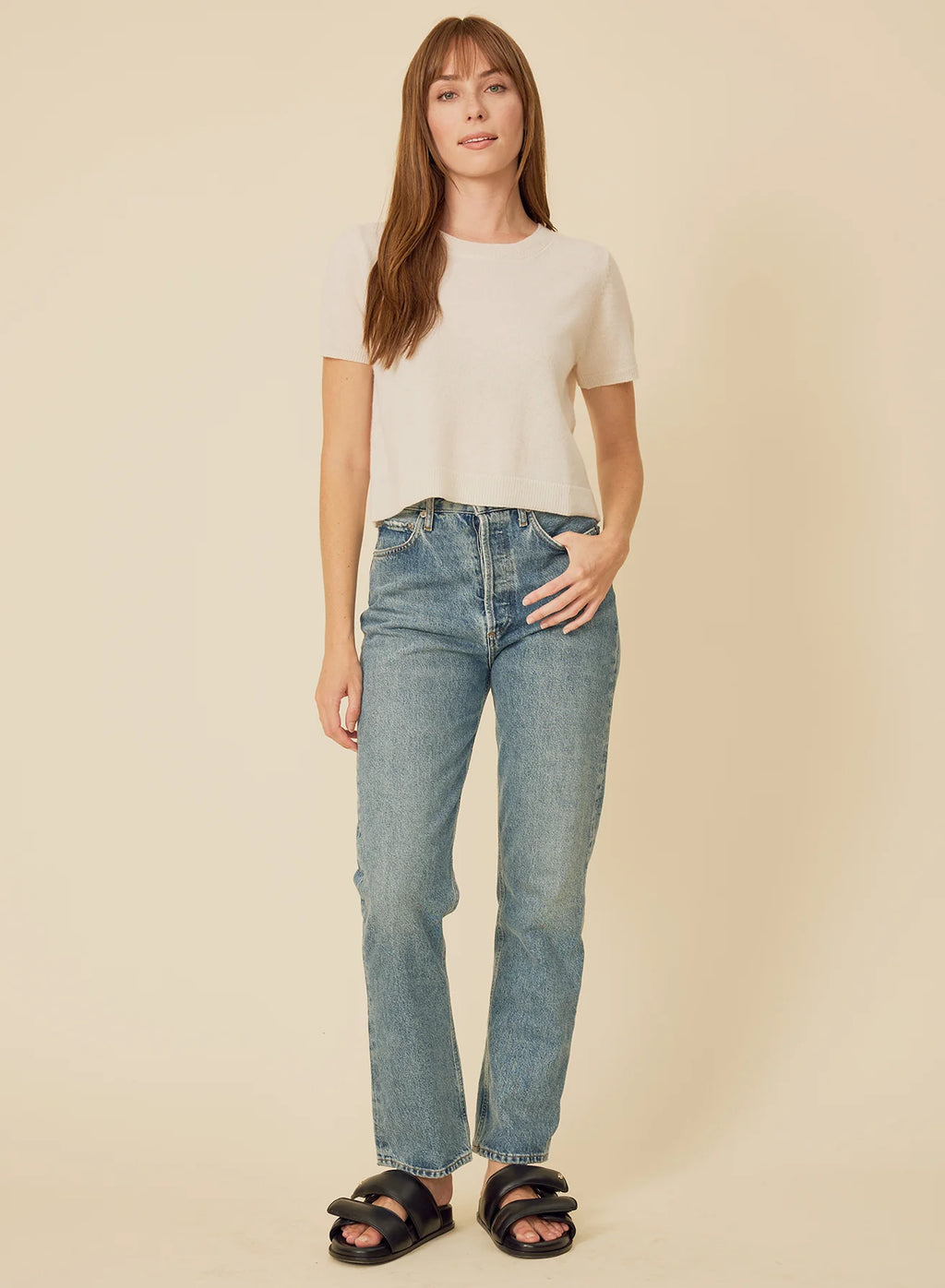 One Grey Day Kadri Cashmere Tee - Ivory