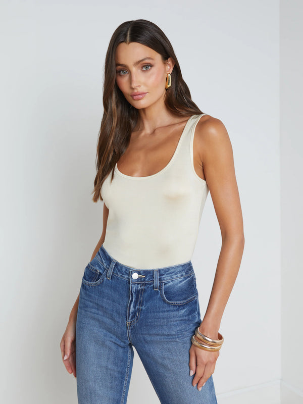 L'Agence Chrissy Scoop Neck Tank - Bone