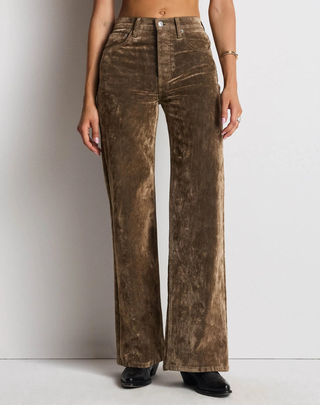 Re/Done High Rise Wide Leg - Beige Flock