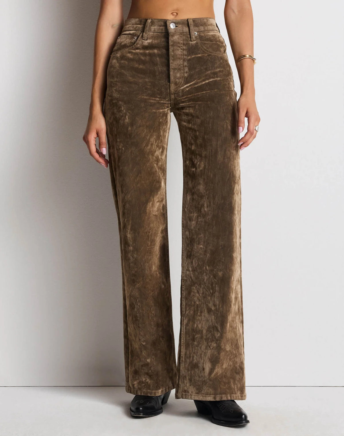 Re/Done High Rise Wide Leg - Beige Flock