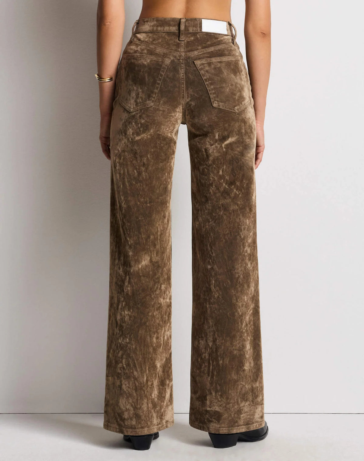 Re/Done High Rise Wide Leg - Beige Flock