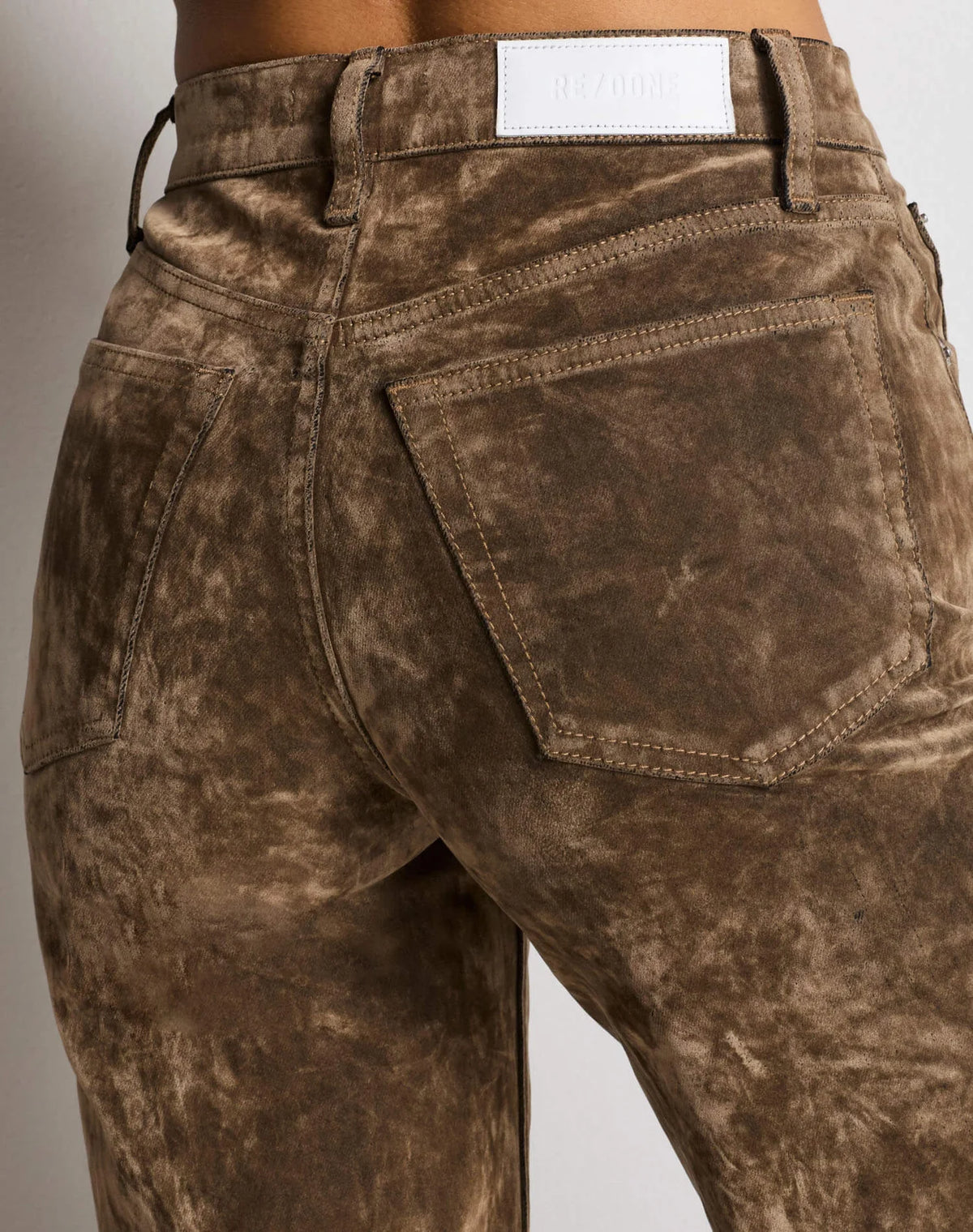 Re/Done High Rise Wide Leg - Beige Flock