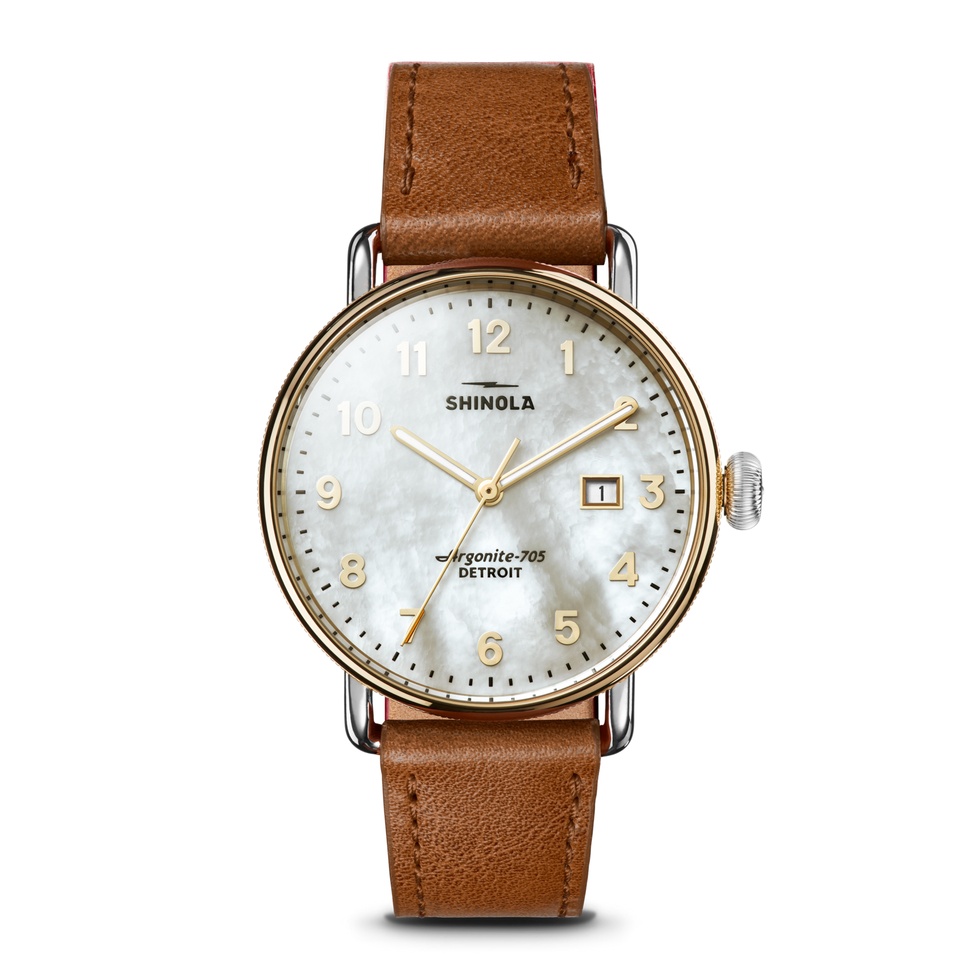Shinola Canfield Watch 38mm - MOP/Tan Leather Straps