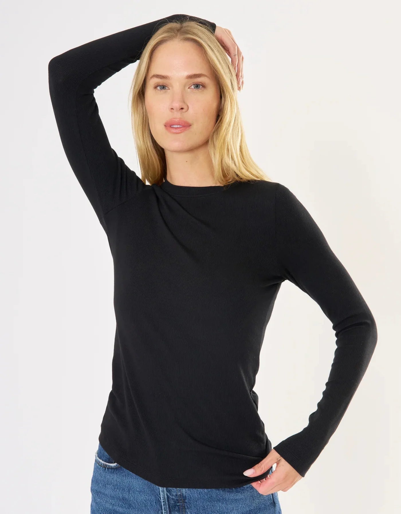 Maison Wheat Chicago Ribbed Long Sleeve  - Black