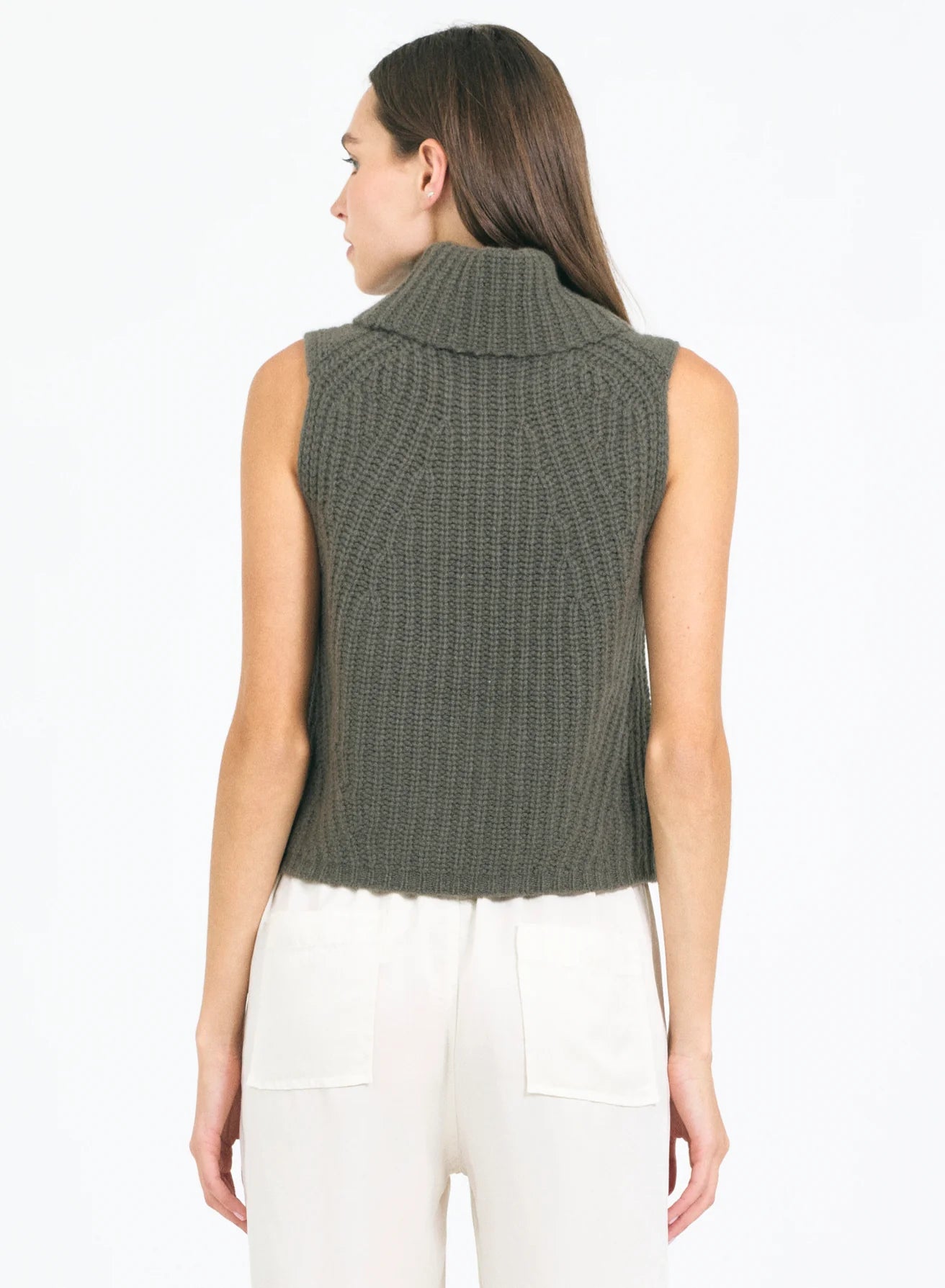 One Grey Day Polly Cashmere Vest - Fir