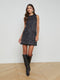 L'Agence Florian Tweed Shift Dress - Midnight/Mustard Plaid