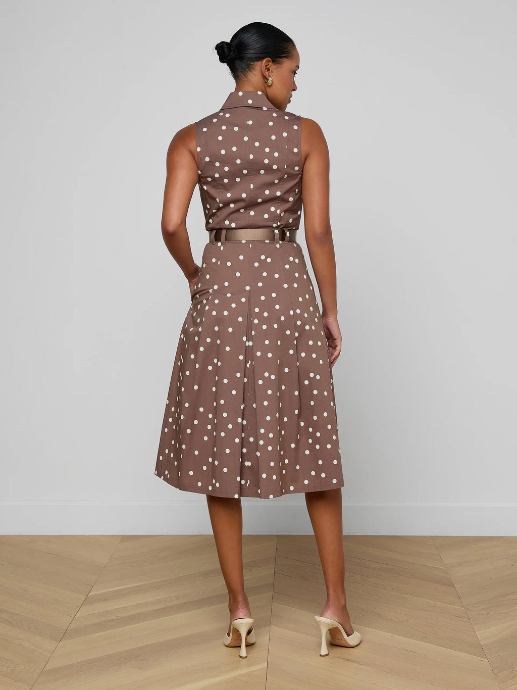 L'Agence Kylo Shirt Dress Cardamom/Ecru Polka Dot