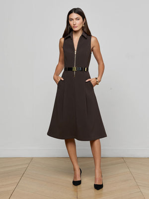 L'Agence Kylo Shirt Dress - Dark Brown