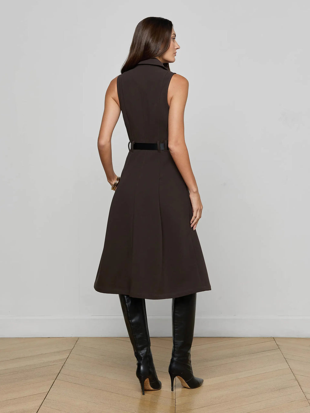 L'Agence Kylo Shirt Dress - Dark Brown