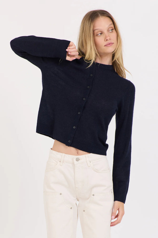 One Grey Day Addison Crewneck Cardigan - Navy