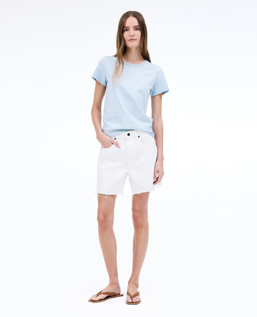 SLVRLAKE Sienna Mid Rise Cut Off Short - White