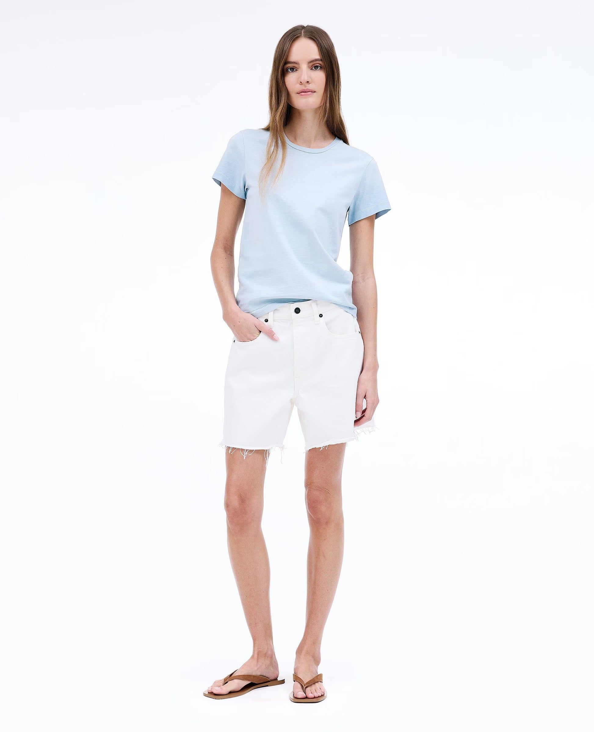 SLVRLAKE Sienna Mid Rise Cut Off Short - White
