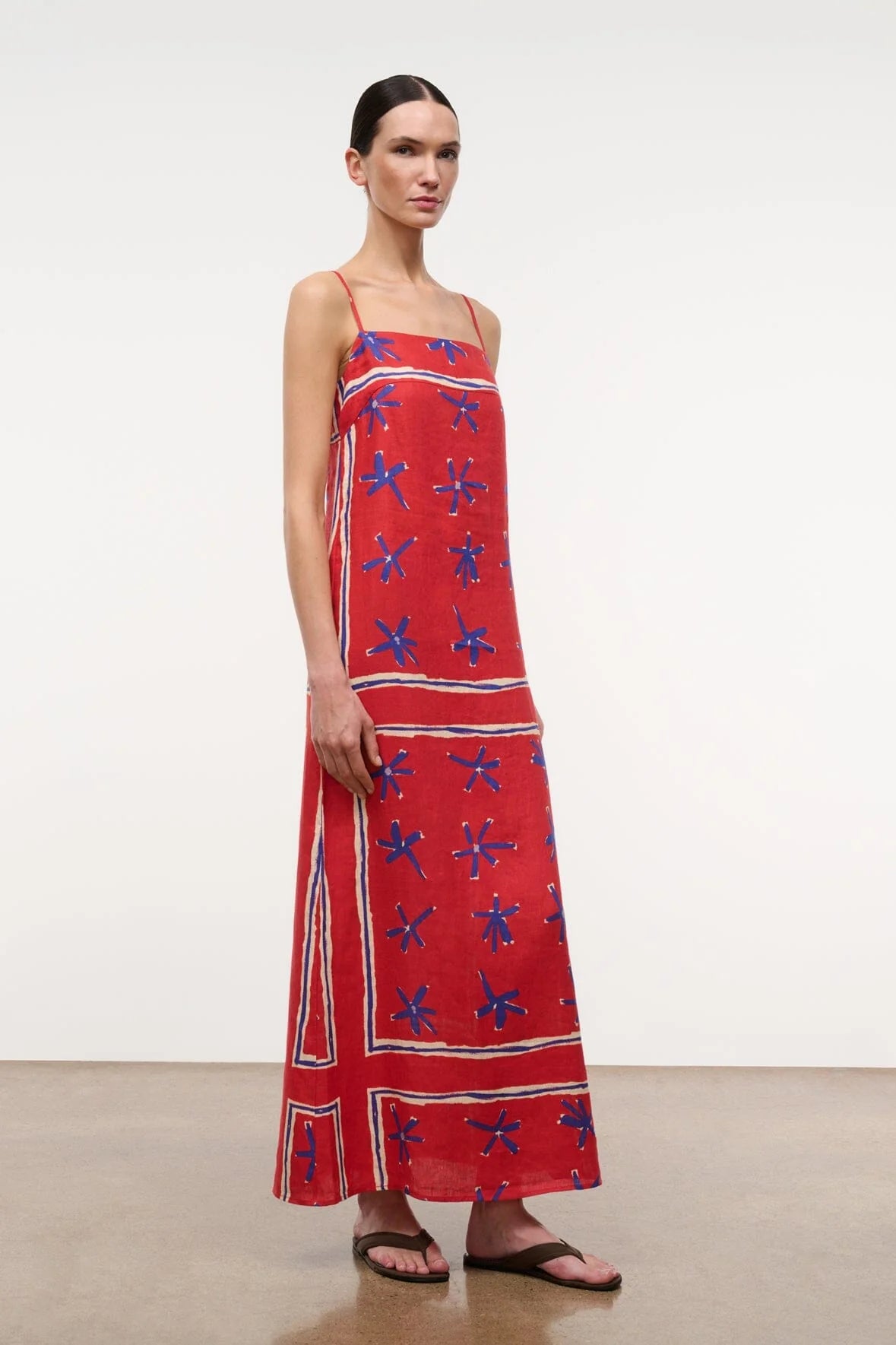 Staud Laura Linen Dress Painted - Foulard