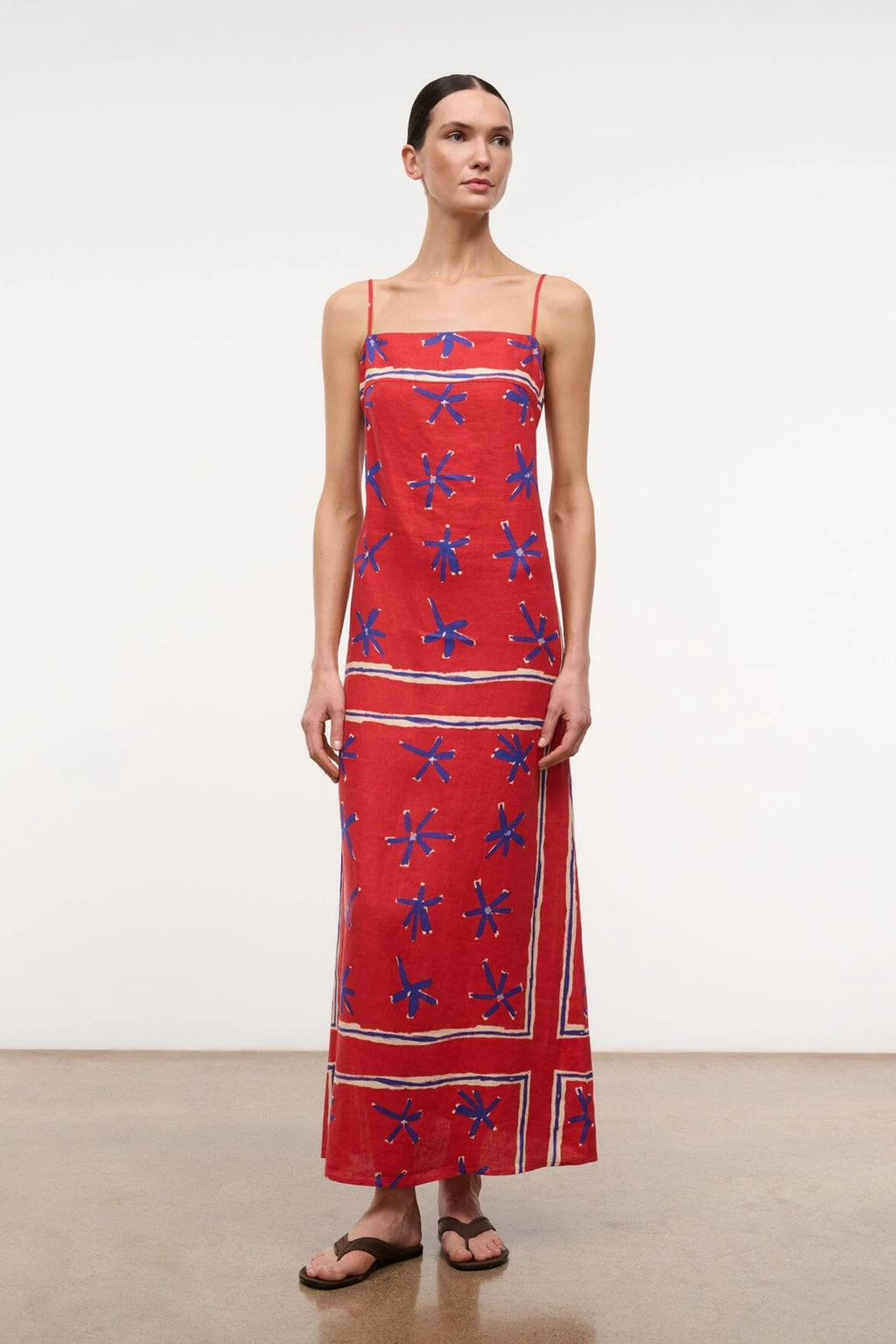 Staud Laura Linen Dress Painted - Foulard